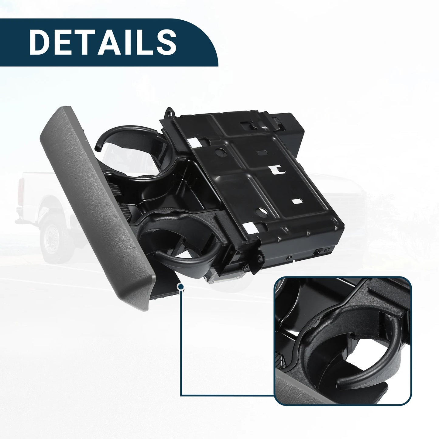 Cup Holder for Ford F-250 Super Duty (2005-2007) Gray Black 1 x Drink Holder