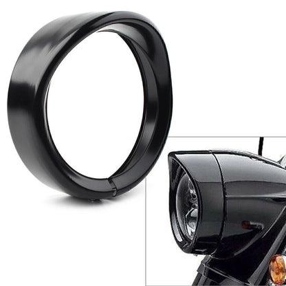 7" Black Headlight Passing Lights Trim Ring Bezel Visor Cover for Harley