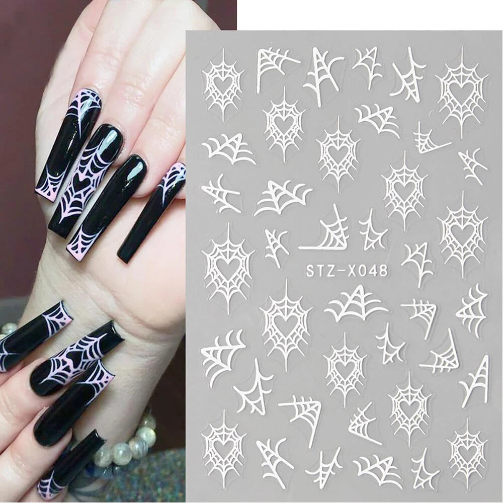 8 Sheets Halloween Nail Decals Self-Adhesive Art Stickers for Women