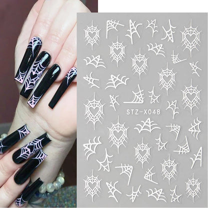 8 Sheets Halloween Nail Decals Self-Adhesive Art Stickers for Women
