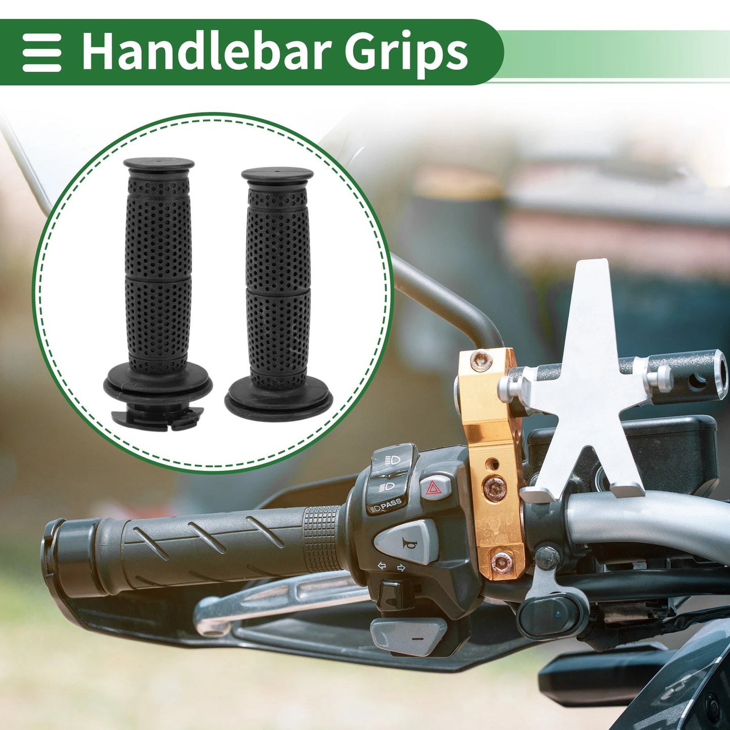 7/8 22mm Hand Grips TPU Black Hexagon for Motorcycle