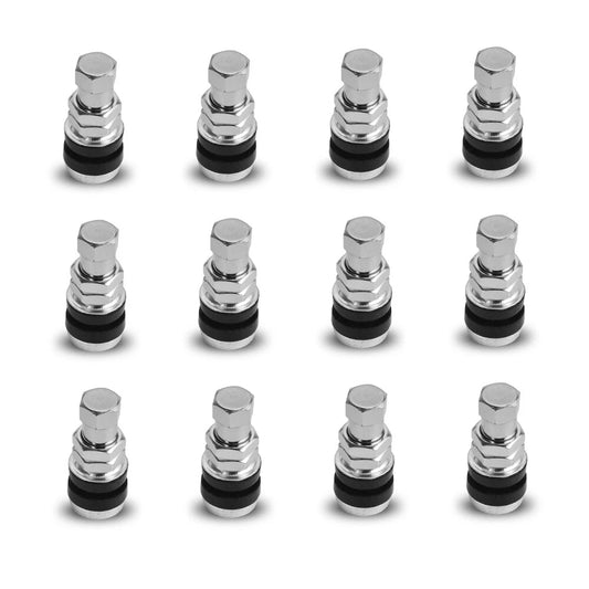 12 x Chrome Valve Stems for Hot Rod Tuner Wheel Tire (2020-2023)