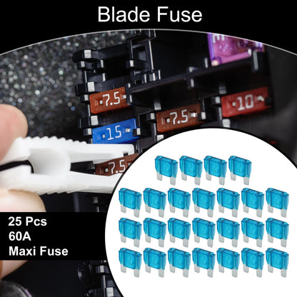 Maxi Fuse 60A Blade Fuse for Car, Boat, Truck, RV, Motorcycle Blue 25 Pcs
