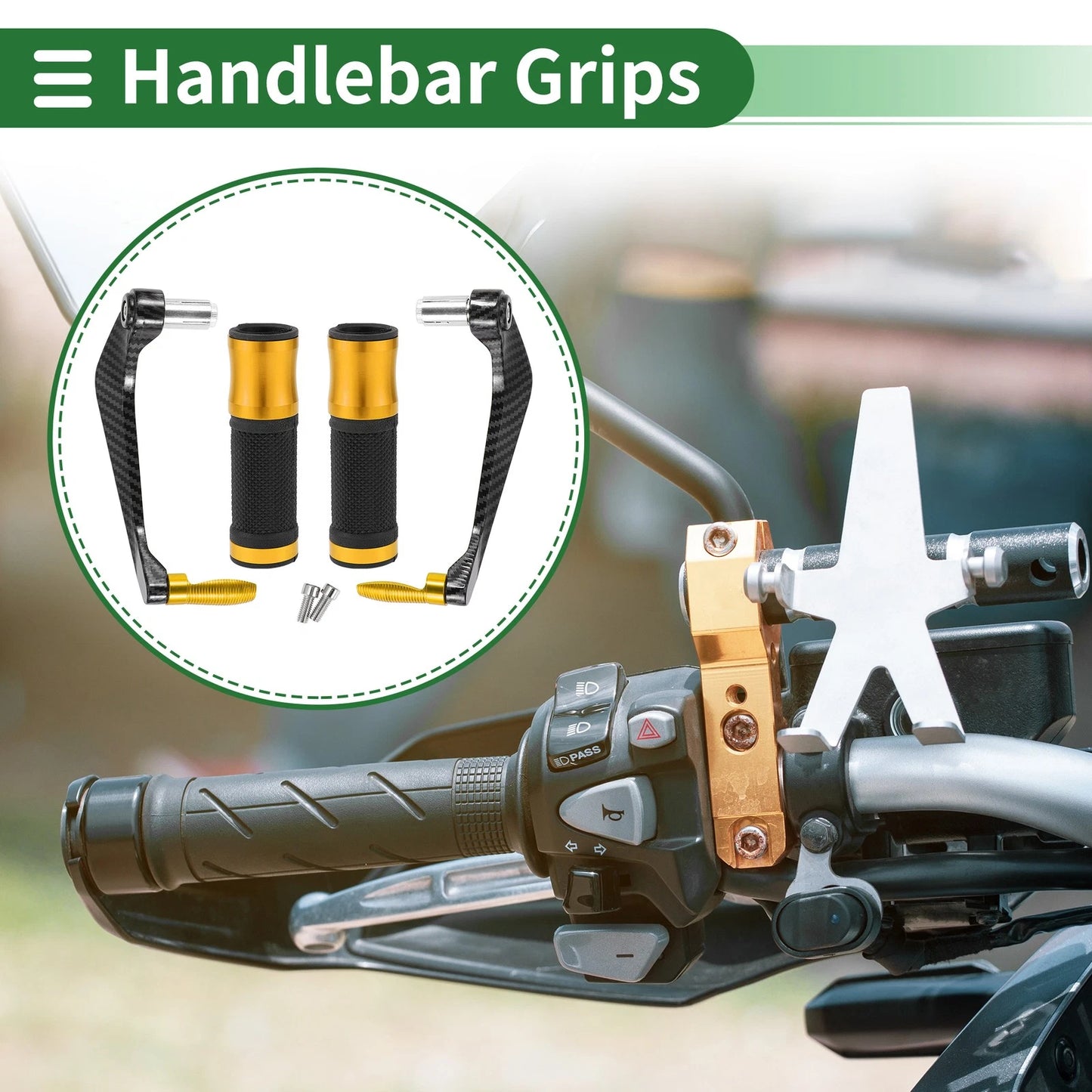 Hand Grips Cover for Motorcycle Diamond Pattern Gold Tone