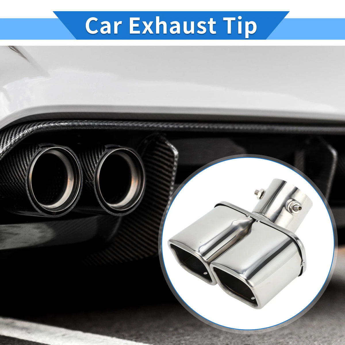 Dual Exhaust Tip 2.4" Inlet for Toyota Raize (2020-2023) - Silver Tone