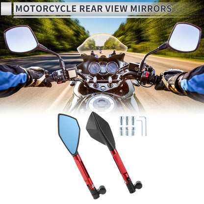 M8/M10 Rear View Mirrors for Motorcycle Black Red Aluminum Alloy 1 Set