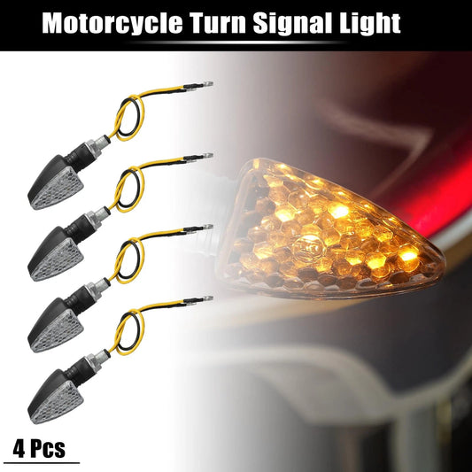 4 x Motorcycle Turn Signal Lights Amber 12V LED Housing for Motorcycle