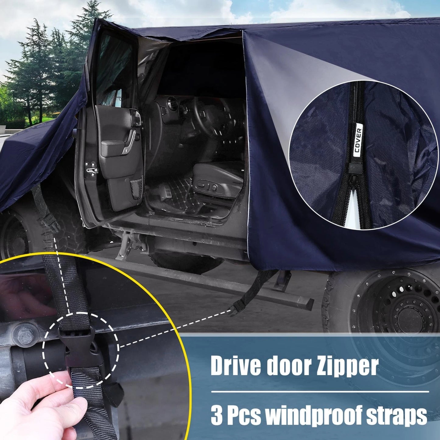 SUV Car Cover for Jeep Wrangler JK JL Hardtop 4 Door 2007-2021 with Zippers