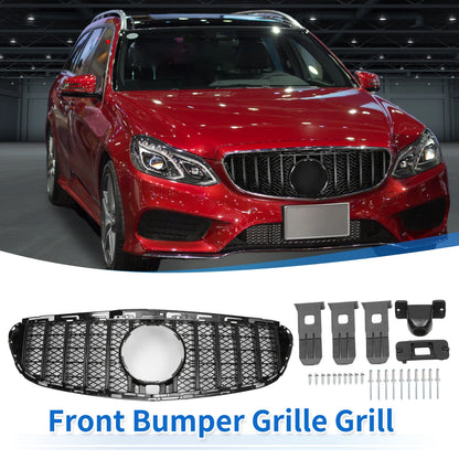 Front Upper Bumper Grille for Mercedes-Benz E200 2014-2016 Black Grille