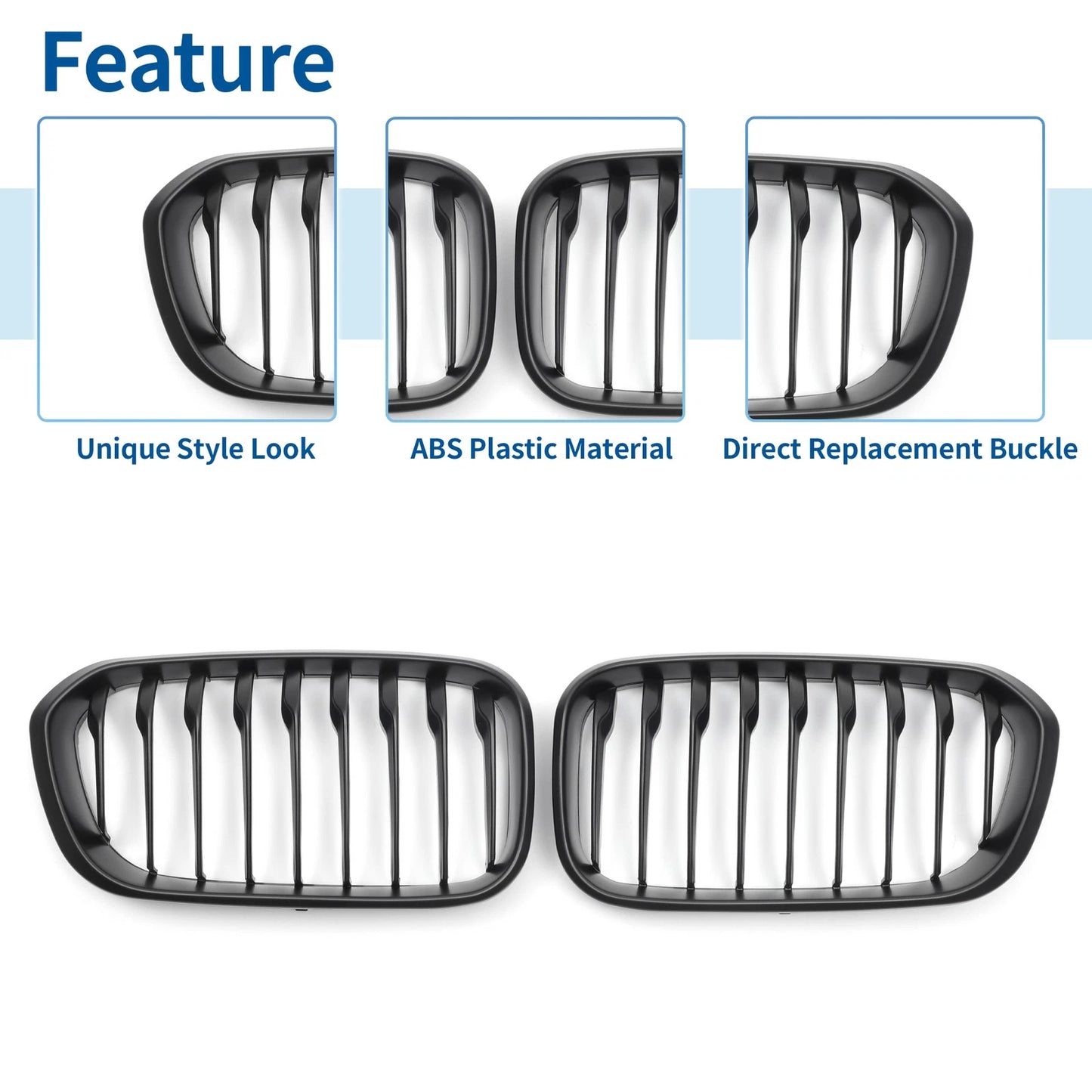 Front Upper Bumper Grille for BMW 1 Series F20 (2015-2018) Matte Black