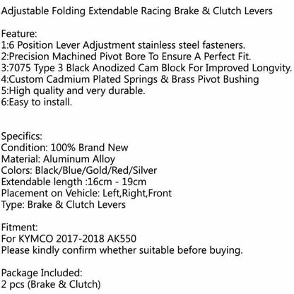 Adjustable Folding Brake Clutch Levers for Kymco AK550 (2017-2018)