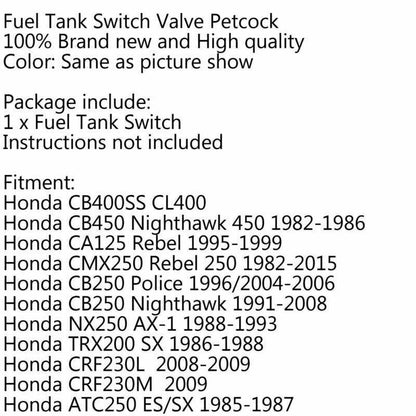 Fuel Tap for Honda CMX 250, CL400, CB450, CB900C, CB250 (1982-1986)
