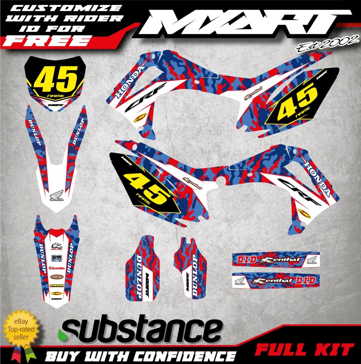 Hawk Style Graphics Decals for Honda CRF 450 (2013-2016)