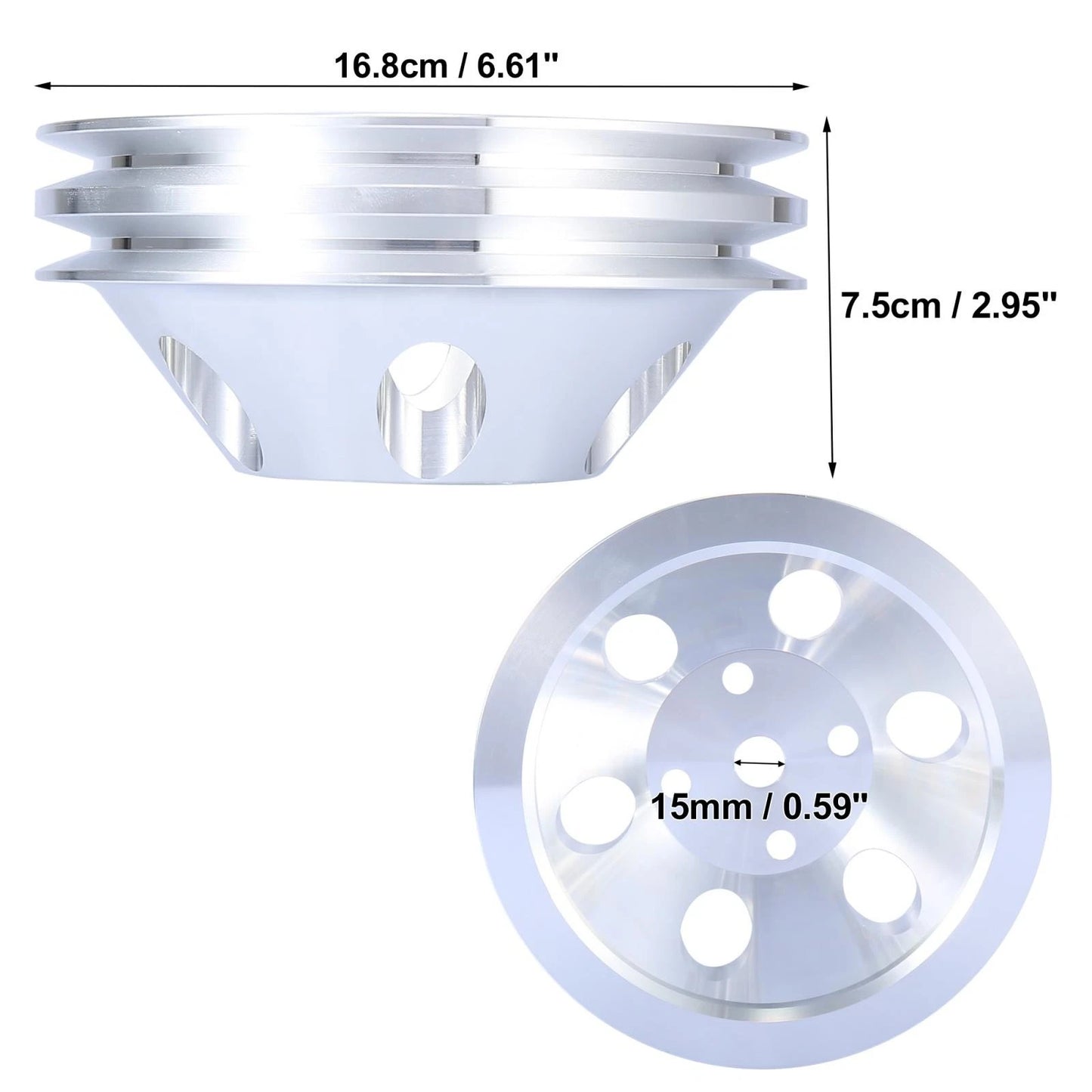 Water Pump Pulley 2 Groove 4 Hole Aluminum for Chevy SBC 350 Engine