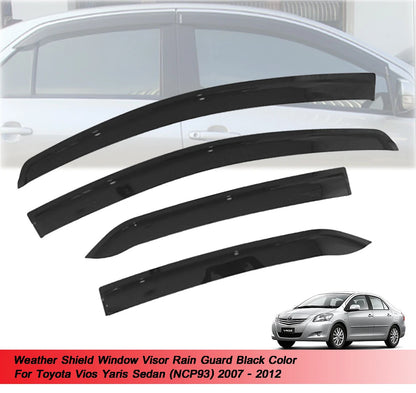 4 x Door Window Visors for Toyota Yaris Sedan (2007-2012)