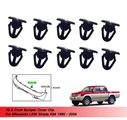 10 x Front Bumper Cover Clips for Mitsubishi L200 Triton (1995-2004)