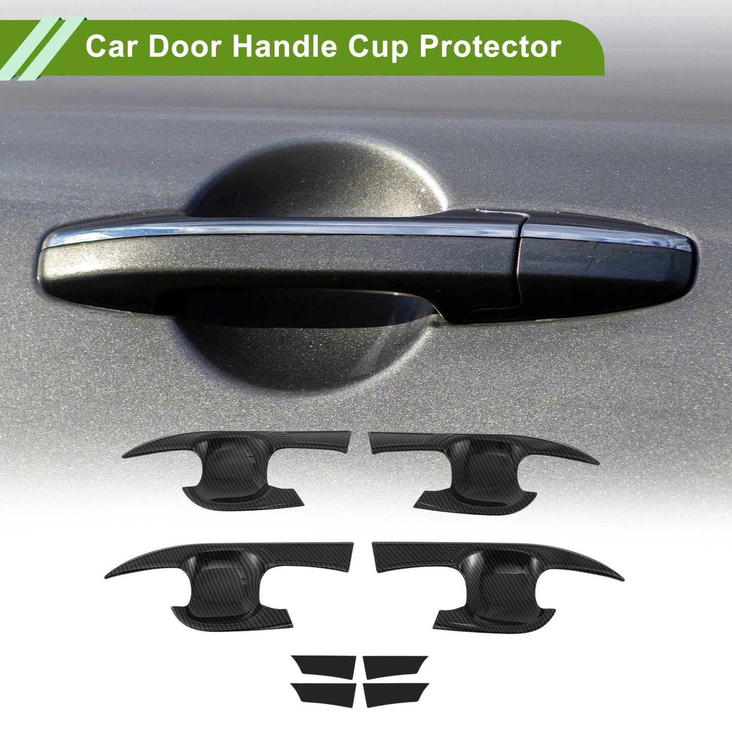 Car Door Handle Cup Protector Carbon Fiber Black Blade Shape for Toyota Camry