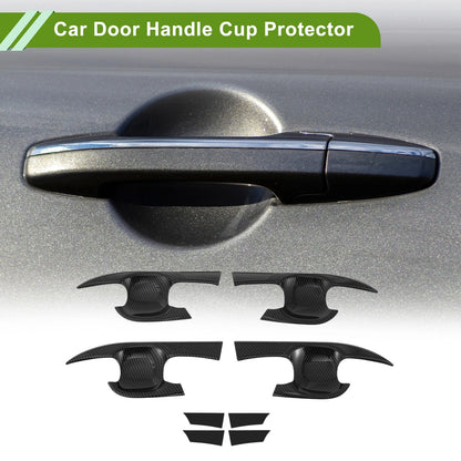 Car Door Handle Cup Protector Carbon Fiber Black Blade Shape for Toyota Camry