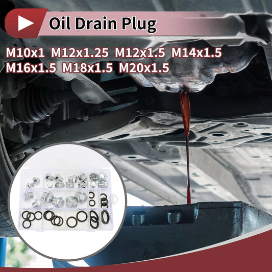 Set M10x1 M12x1.25 Engine Oil Drain Plug with Gasket for Car, Motorcycle, Boat