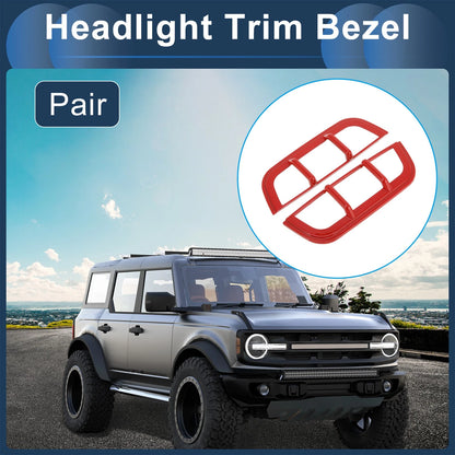 Headlight Trim Bezels for Ford Bronco (Red) - 2 x Front Left & Right
