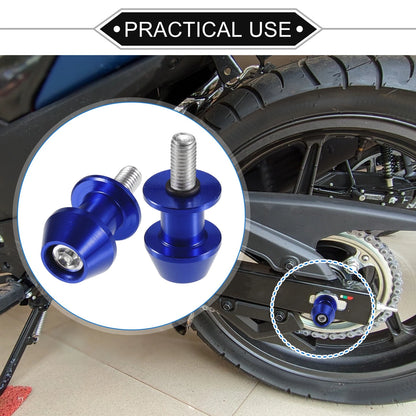 Pair Motorbike Swingarm Spools 8mm CNC Swing Arm Spools Sliders Blue for Bike