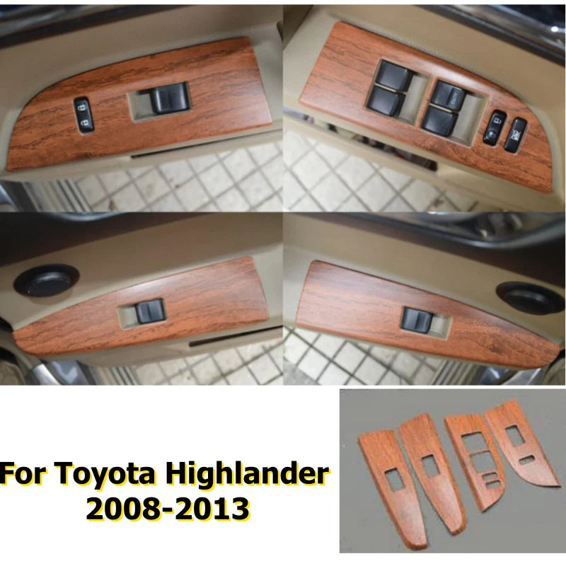 Wood Grain Window Lift Switch Cover for Toyota Highlander (2008–2013)