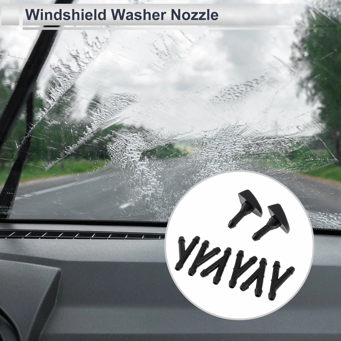 6 x Windshield Washer Nozzles & Hose Connectors for Volvo