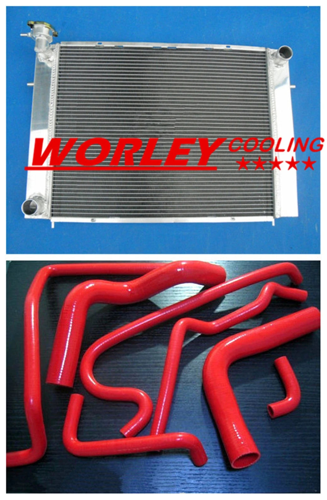 44mm Aluminum Radiator & Red Hoses for Commodore VN VP VR VS V8 5.0L (1988-1997)