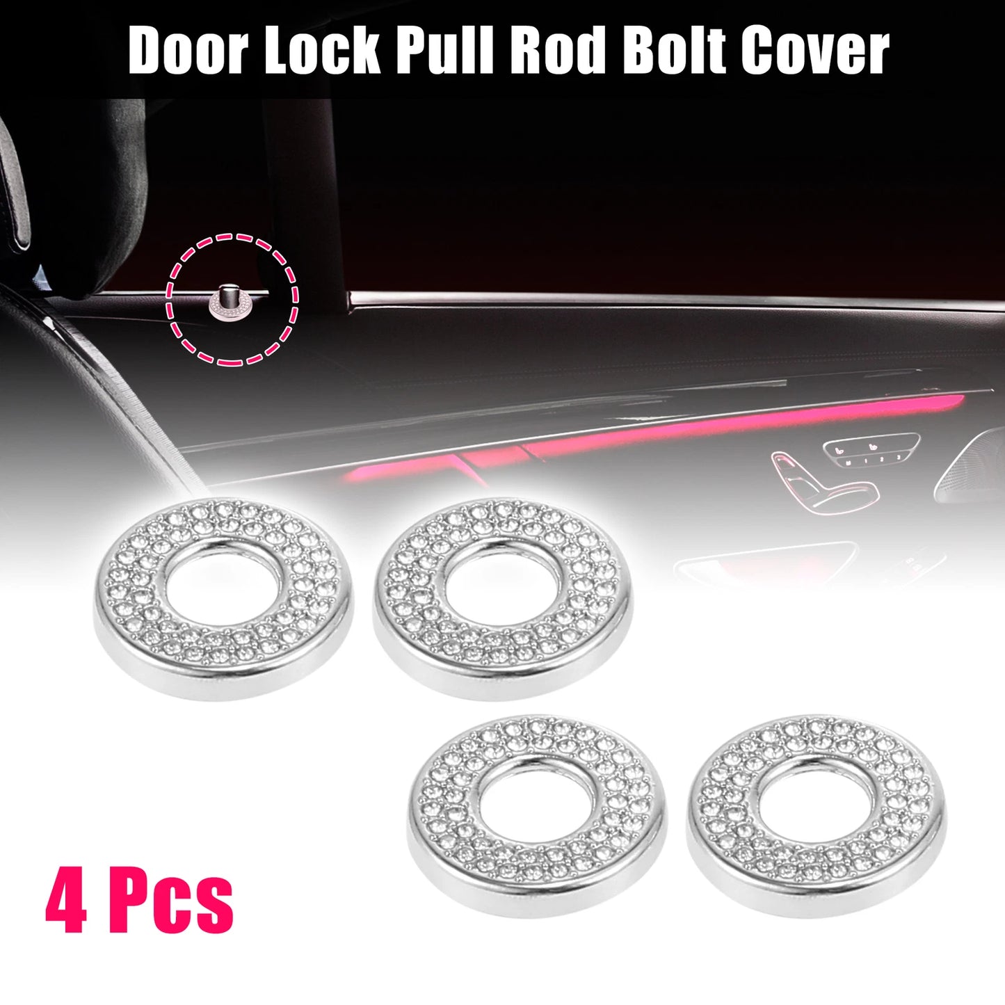 4pcs Bling Car Door Lock Pull Rod Covers for Mercedes-Benz C Class (2015-2019)