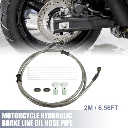 Set 2m 6.56ft Motorcycle Hydraulic Brake/Clutch Line Hose with Screws
