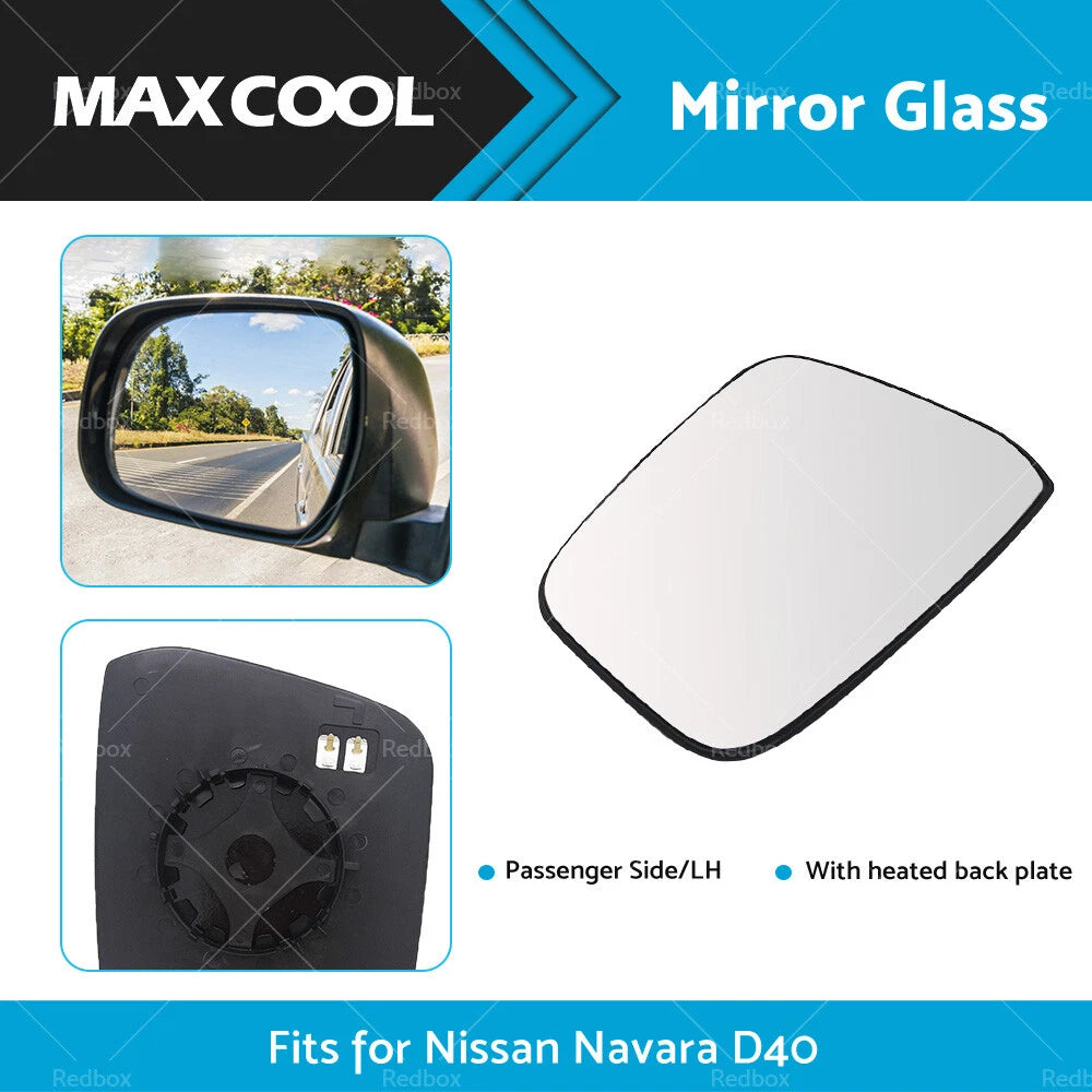 Heated Left Side Mirror Glass for Nissan Navara D40 (2005-2015)