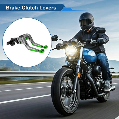 Adjustable Short/Long Brake Clutch Levers Titanium Green for Kawasaki ZX14R