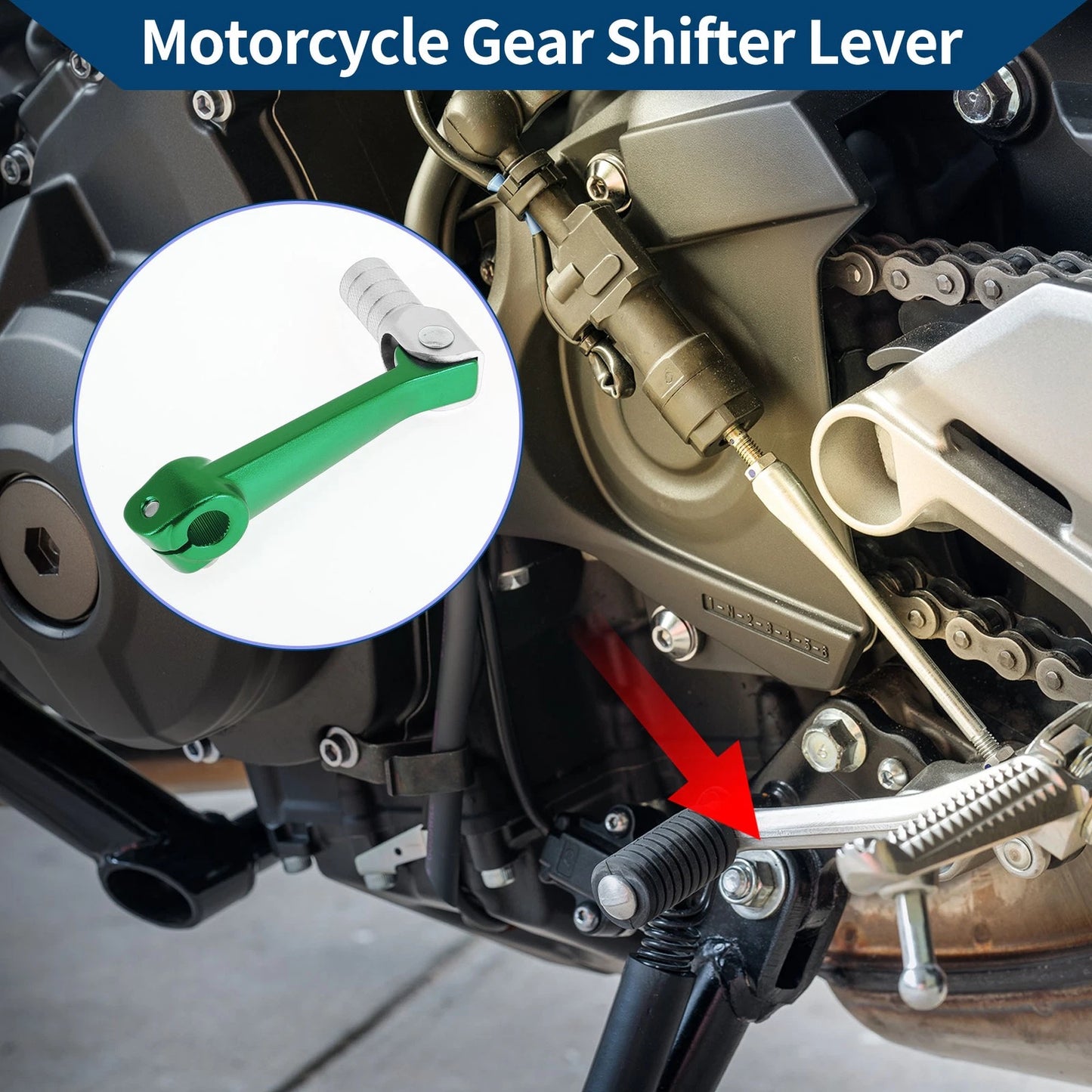 Folding Gear Shifter Lever Green Lever Silver Tone Head for Bosuer M5