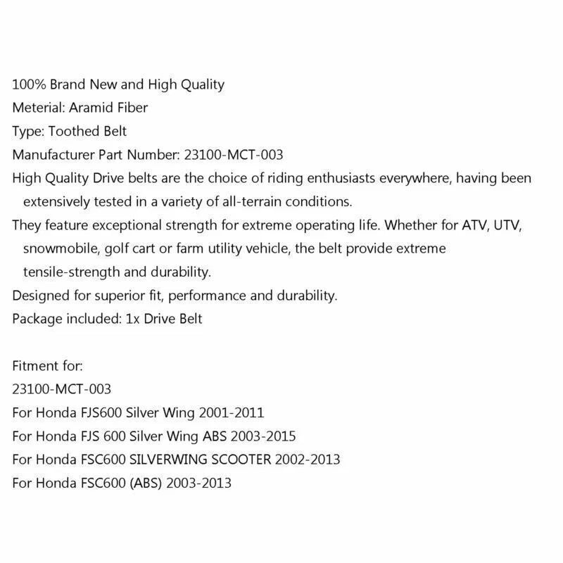 Timing Belt for Honda FJS600 Silver Wing (2001-2011)