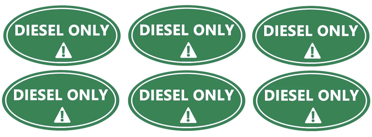 Diesel Only Sticker Decal for Vehicle Oil Tank - 6 Pcs Vinyl Labels