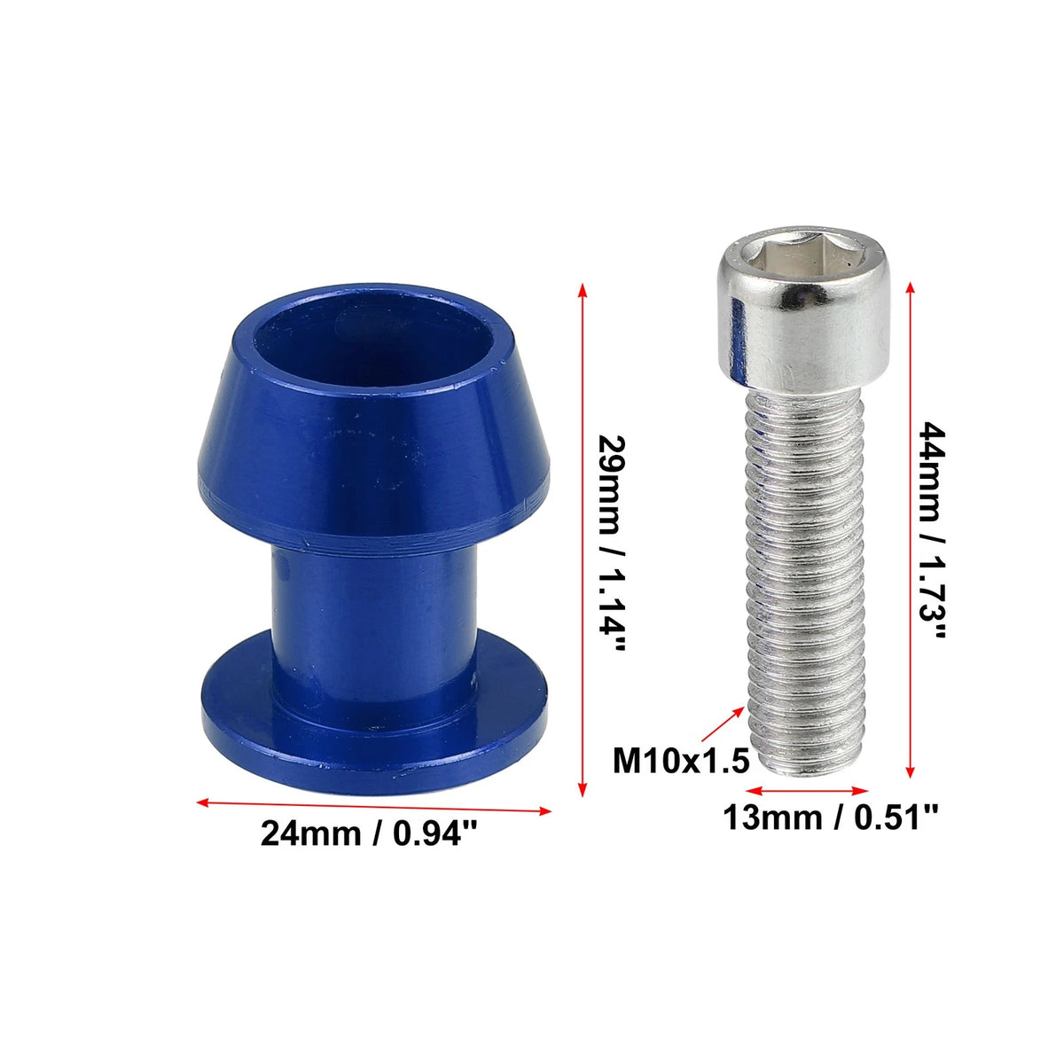 Pair M10x1.5 Blue Motorcycle Swing Arm Spools Sliders Stand for Kawasaki