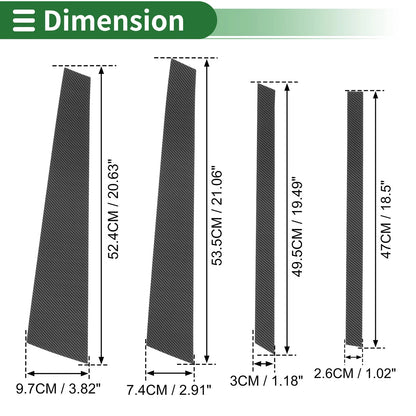 8 Pcs Door Pillar Window Trim for BMW X5 Carbon Fiber Black (2007-2013)