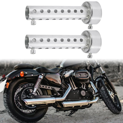 2x 45mm Motorcycle Exhaust Silencer Muffler Pipe Silver Tone for All Models