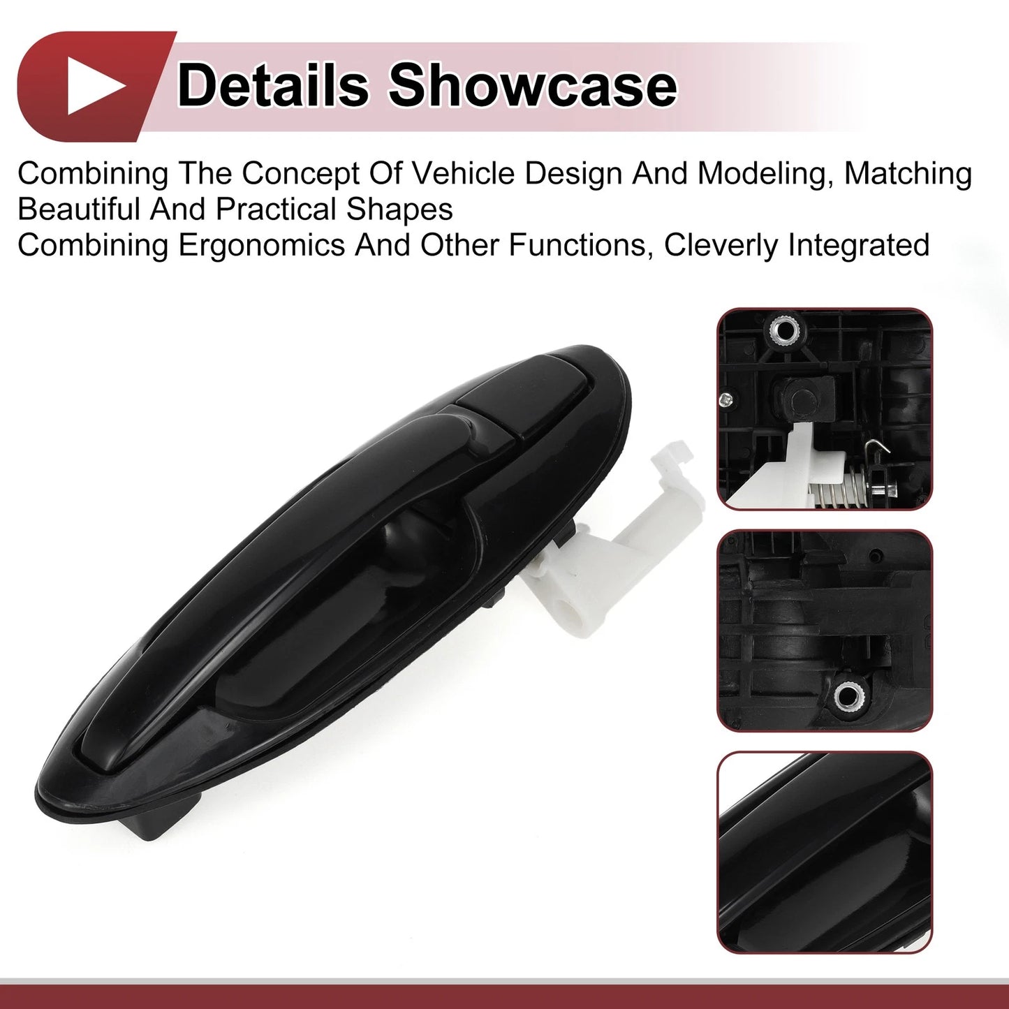Exterior Door Handle for Hyundai Sonata Rear Right Black ABS (2011-2019)