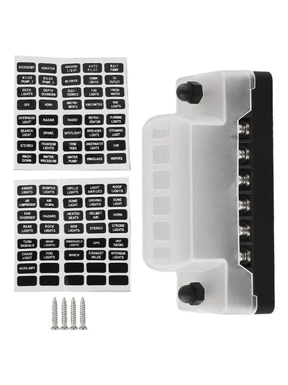 6 Way Car Fuse Box for Vehicles/Boats Compatible with 1A-20A Blade Fuses