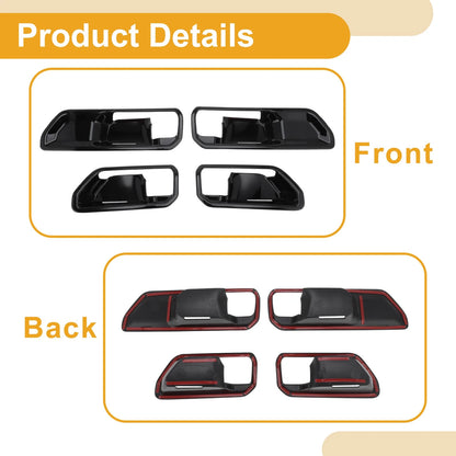 Interior Door Handle Bowl Cover Trim for Toyota Land Cruiser 2024-2025 Black