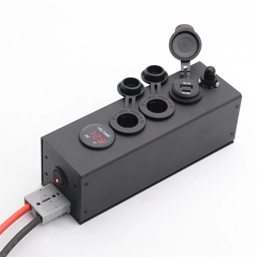 12V/24V Control Box w/ Power Socket USB & TYPE-C for Anderson Plug Connector
