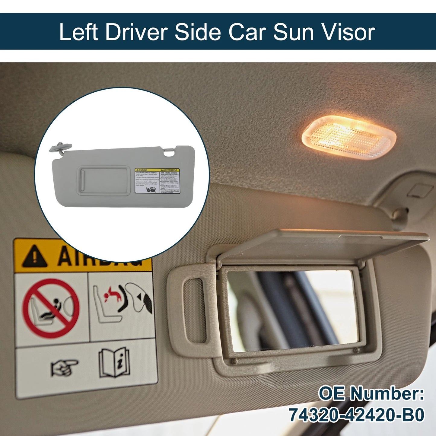 Left Driver Side Sun Visor w/ Mirror for Toyota RAV4
