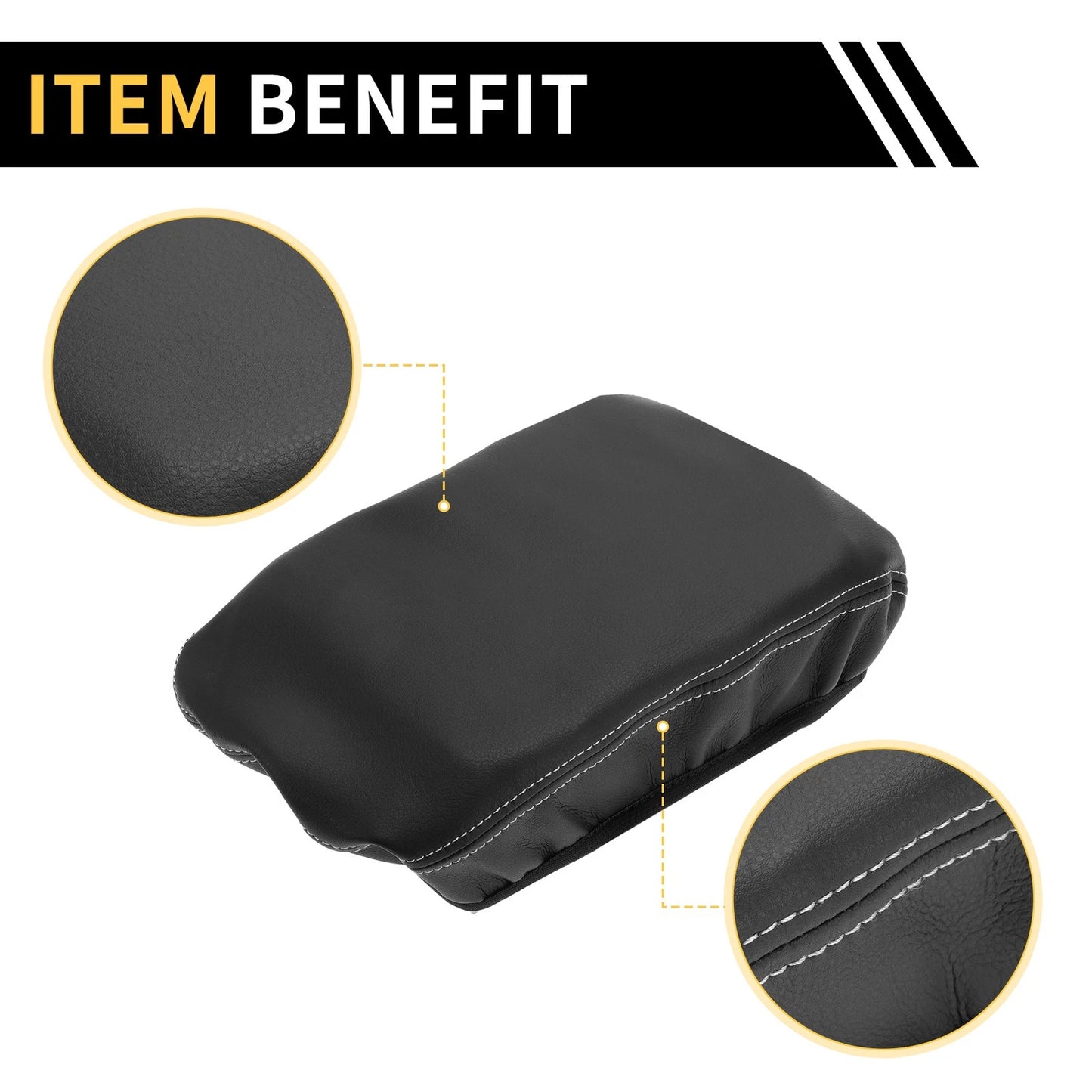 Arm Rest Cover for GMC Canyon - Microfiber Leather Anti-Scratch Black