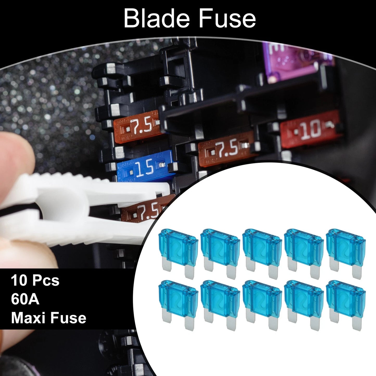 Blade Fuse / 60A / Maxi Fuse (10 Pcs) for Car