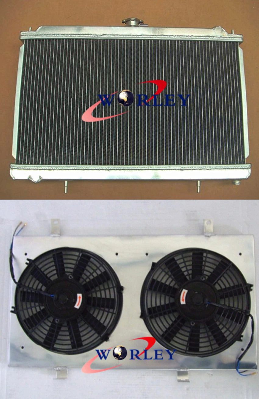 Aluminum Radiator + Fan Shroud + Fans & Hose for Nissan Silvia S14 S15 (1995-2002)