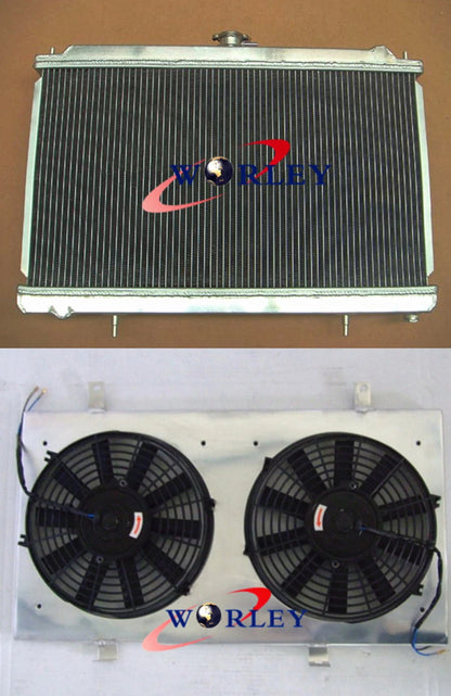 Aluminum Radiator + Fan Shroud + Fans & Hose for Nissan Silvia S14 S15 (1995-2002)