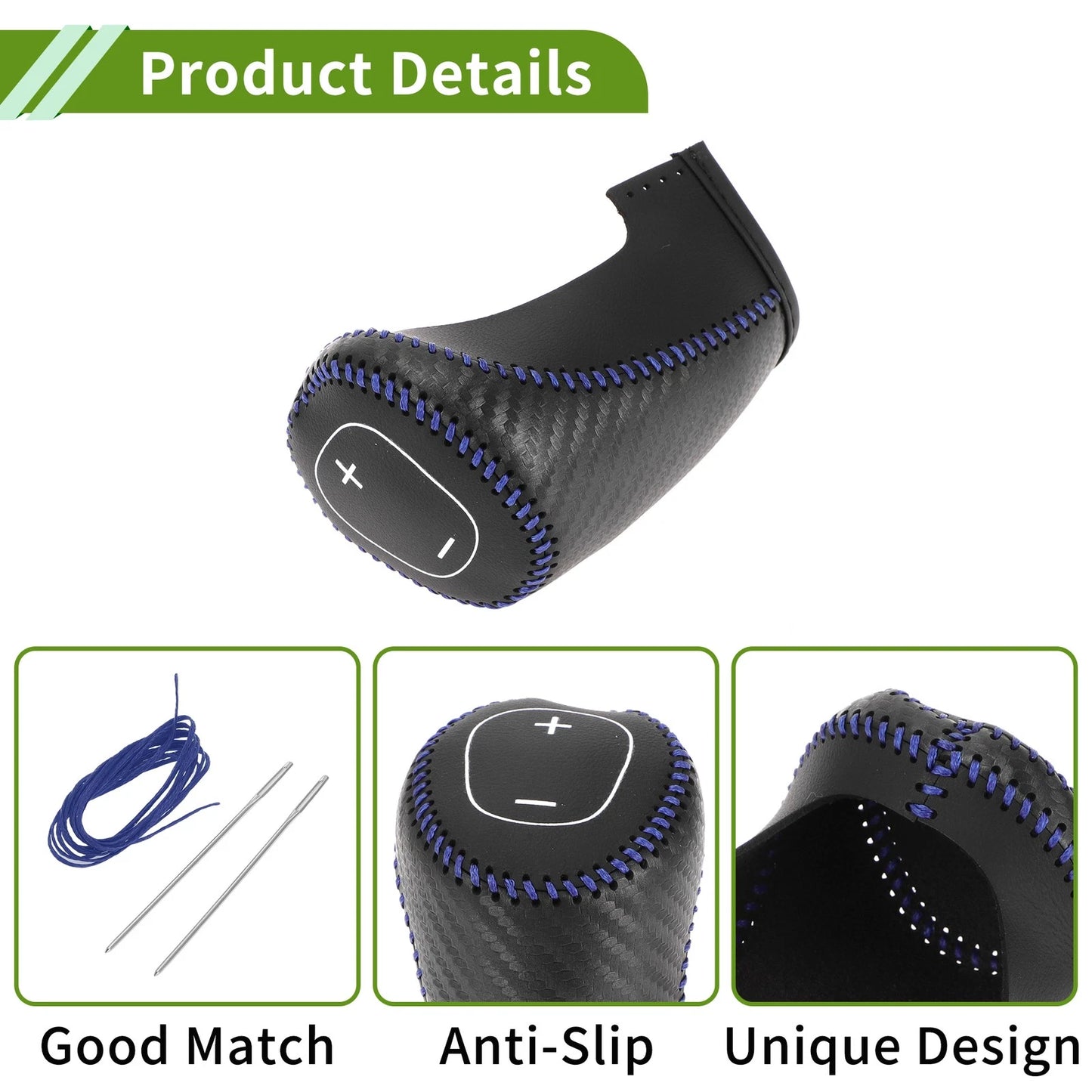 Gear Shift Knob Cover for Chevrolet Malibu (2016-2020) Black Carbon Fiber Blue