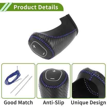 Gear Shift Knob Cover for Chevrolet Malibu (2016-2020) Black Carbon Fiber Blue