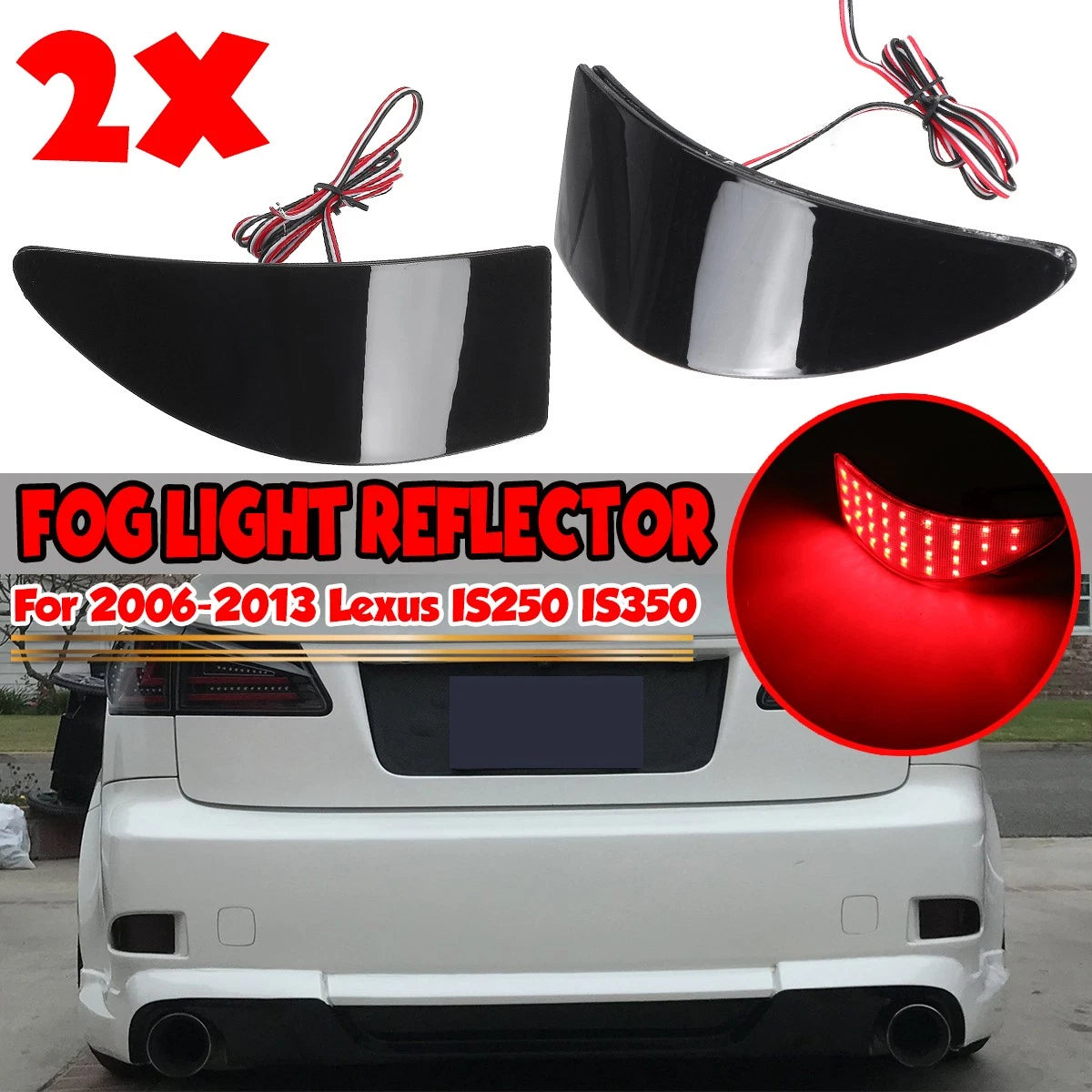 Smoke /  / Rear Bumper LED Fog Lights Reflector for Lexus IS (2006–2013)